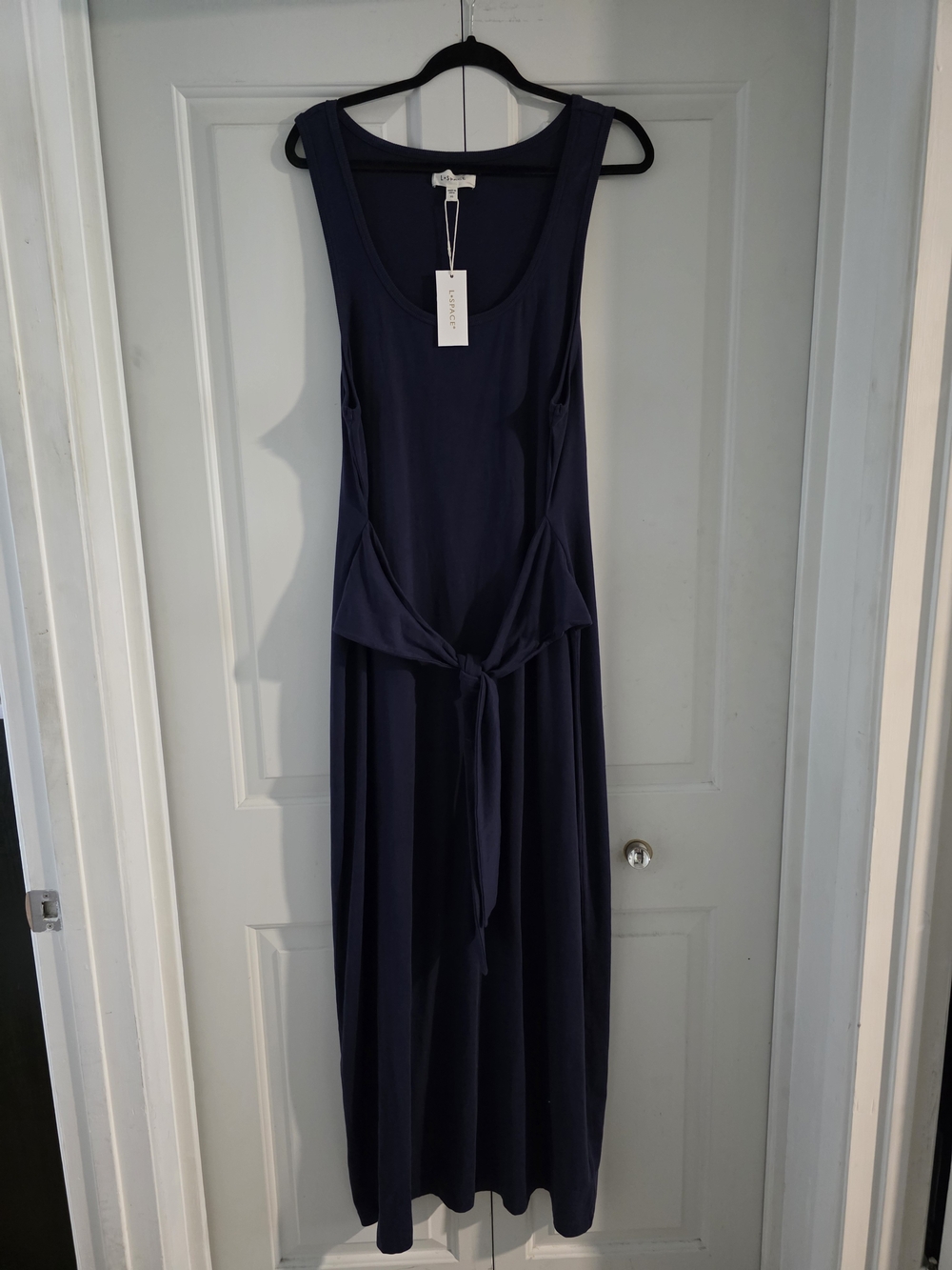 Anthropologie Navy Tie-Front Sleeveless Maxi Dress